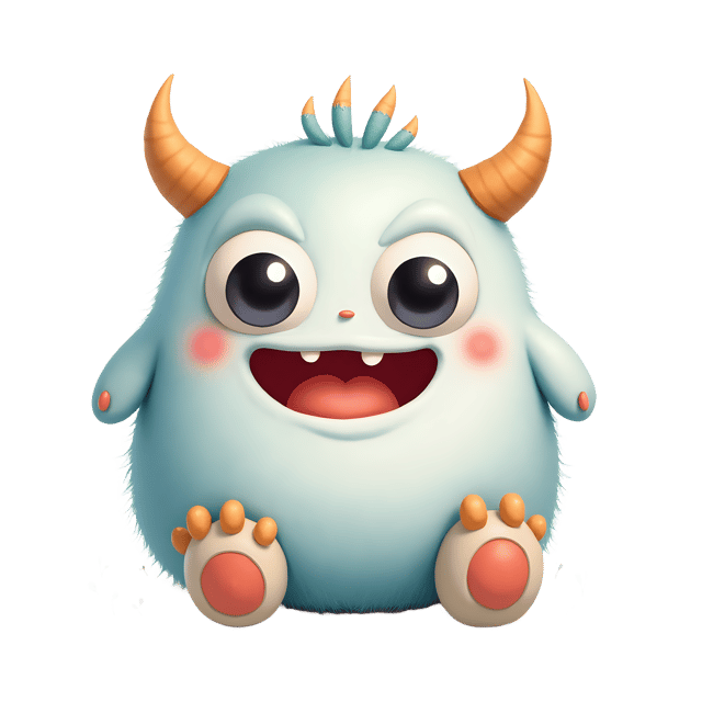 Free transparent PNG: Soft Cozy Monster PNG with Pastel Hues and Big Eyes for Cute Clipart