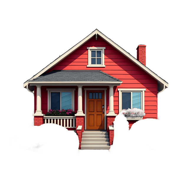 Free transparent PNG: Single-Story Bungalow with Red Door PNG Image
