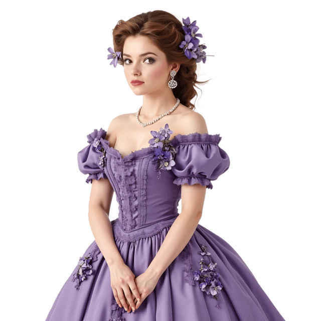 Free transparent PNG: Victorian Woman Portrait  Lavender Silk Gown Clipart, free download png