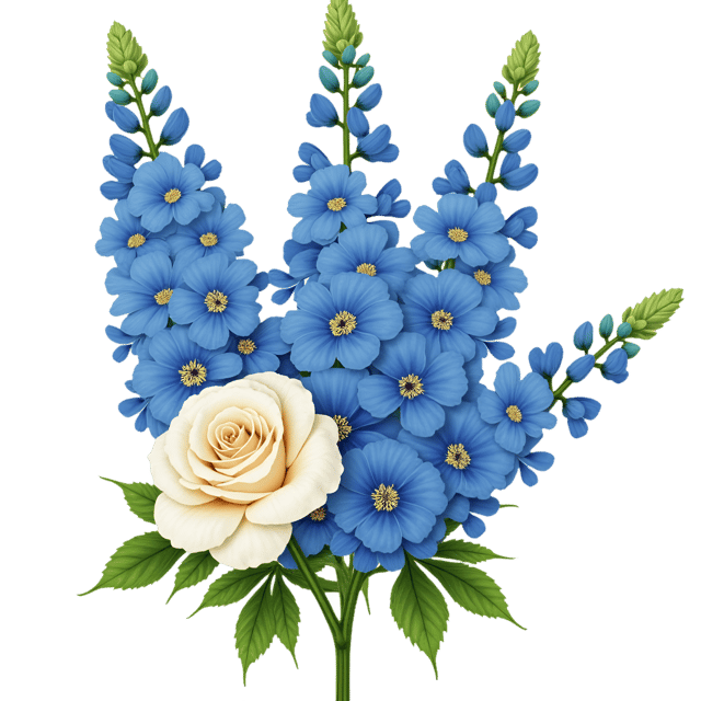 Free transparent PNG: Royal Blue Delphiniums with White Roses  Flower Clipart, Free PNG Download