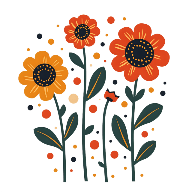 Free transparent PNG: Folk-Style Blooms with Bold Dots  Free Downloadable PNG Clipart