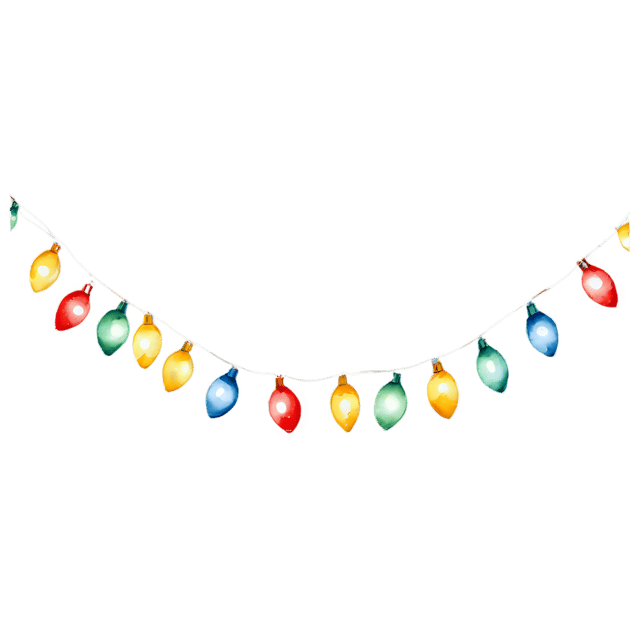 Free transparent PNG: Christmas Lights Watercolor Illustration – Transparent PNG for Festive Decor & Clipart