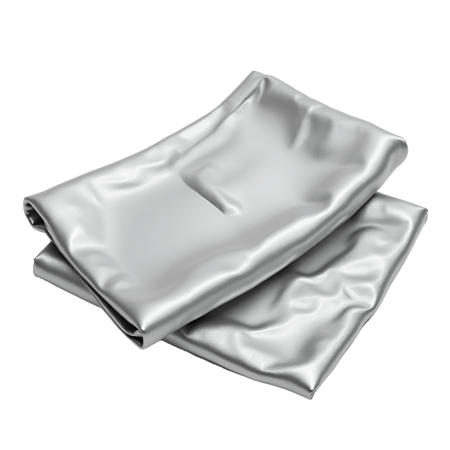 Free transparent PNG: Lustrous Silver Metallic Cloth with Reflective Finish on White Background