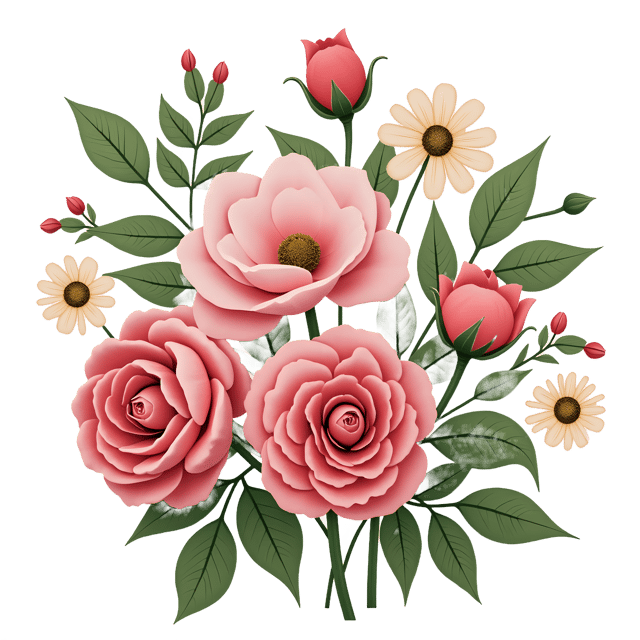Free transparent PNG: Rose, Peony, and Daisy PNG Clipart  Perfect for Floral Design Projects  Crafts