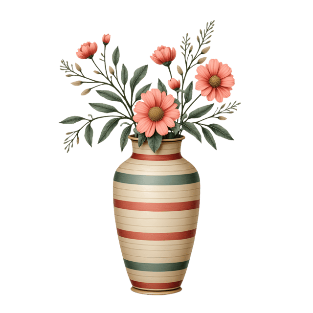 Free transparent PNG: Regency Stripe Vase  Elegant Floral Design Clipart, free transparent png download