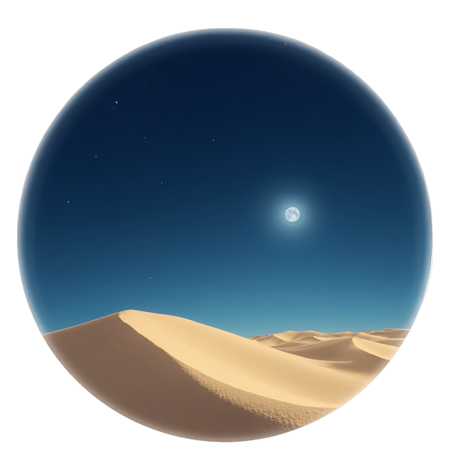 Free transparent PNG: Sandy Dunes Under Starry Night Sky with Moonlit Circle PNG