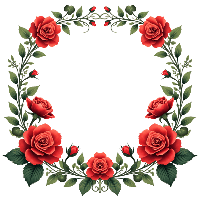 Free transparent PNG: Vibrant Red Rose Bloom Border Clipart with Intricate Detailing