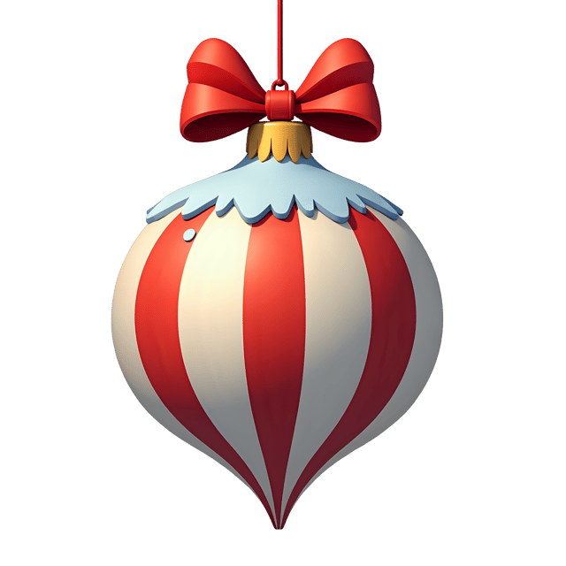 Free transparent PNG: Striped Holiday Ornament  Free Christmas Clipart with Snowy Ribbon Border