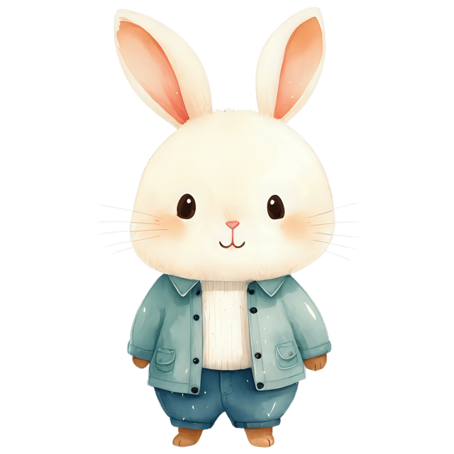 Free transparent PNG: Cute Cartoon Rabbit Illustration with Transparent Background for PNG Use in Decor and Crafts