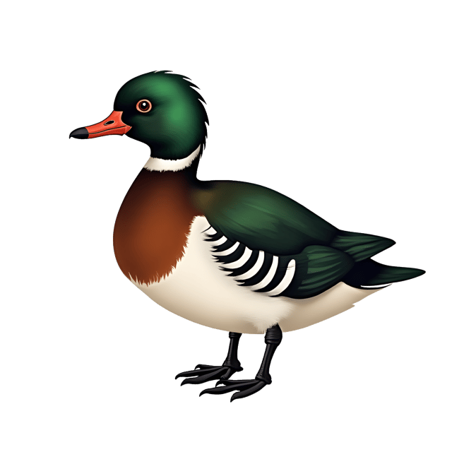 Free transparent PNG: Charming Common Merganser Illustration with Glossy Green Head and Striped Body