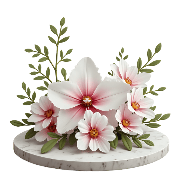 Free transparent PNG: Floral Marble Pedestal with Orchid Accents PNG Clipart  Elegant Design Element for Floral Decor and Crafts