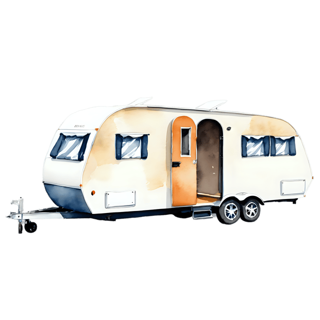 Free transparent PNG: Transparent Watercolor Camping Trailer Illustration - Gentle PNG for Design & Craft