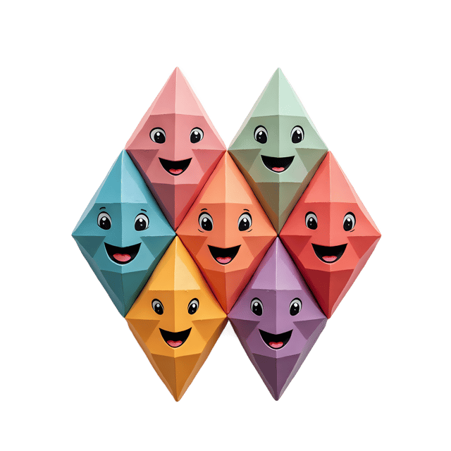Free transparent PNG: Patterned Triangle Faces Smiling PNG with Transparent Background for Art and Design