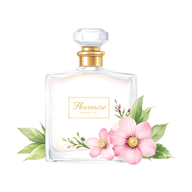 Free transparent PNG: Flowery Perfume Bottle PNG with Transparent Background for Elegant and Aesthetic Use