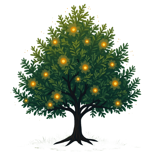 Free transparent PNG: Glowing Evergreen Tree with Twinkling Lights PNG
