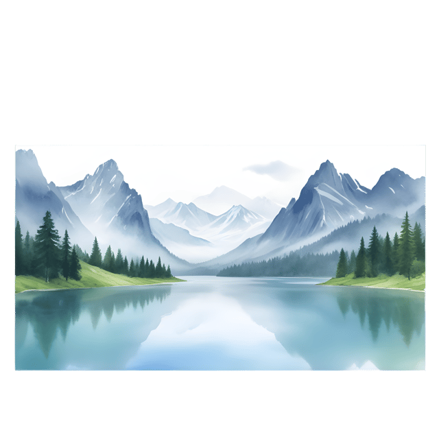 Free transparent PNG: Serene Lake with Misty Mountains PNG Background for Nature Imagery