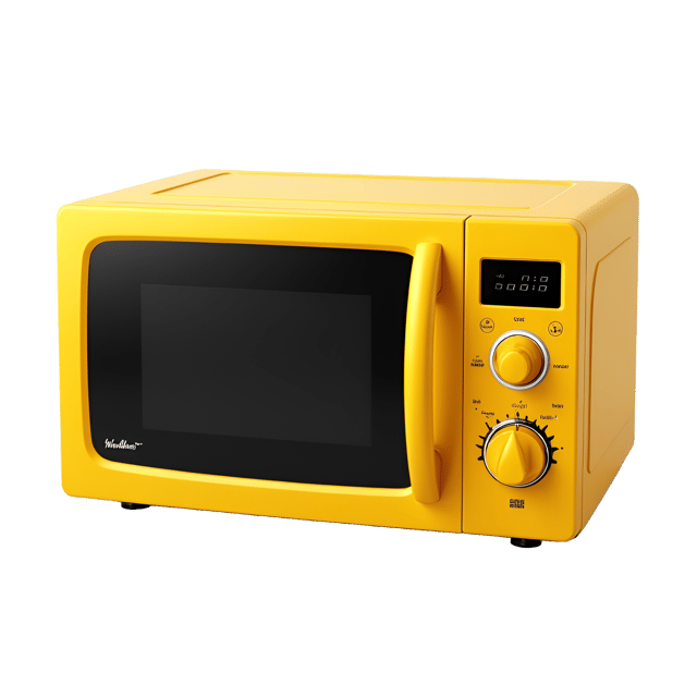 Free transparent PNG: Charming Yellow Microwave Oven Digital Illustration with Rounded Corners for Modern Kitchen Design