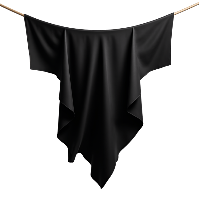 Free transparent PNG: Bold Black Cloth Design with Geometric Shapes and Sharp Lines on White Background