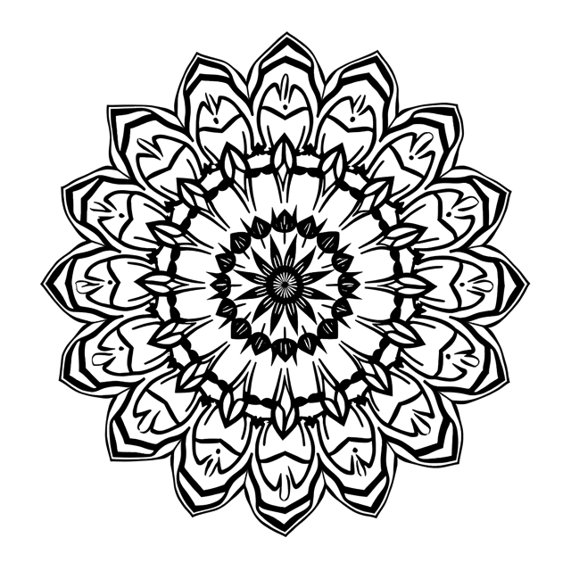Free transparent PNG: Symmetrical Black and White Mandala Art with Minimalistic Design