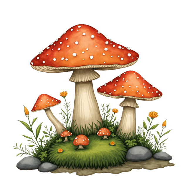 Free transparent PNG: Woodland Mushroom Arrangement  Nature Clipart, free transparent png download