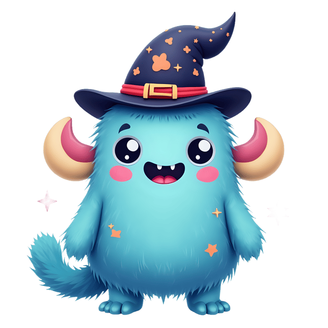 Free transparent PNG: Sky Blue Monster Doll with Fluffy Tail and Rainbow Accents PNG