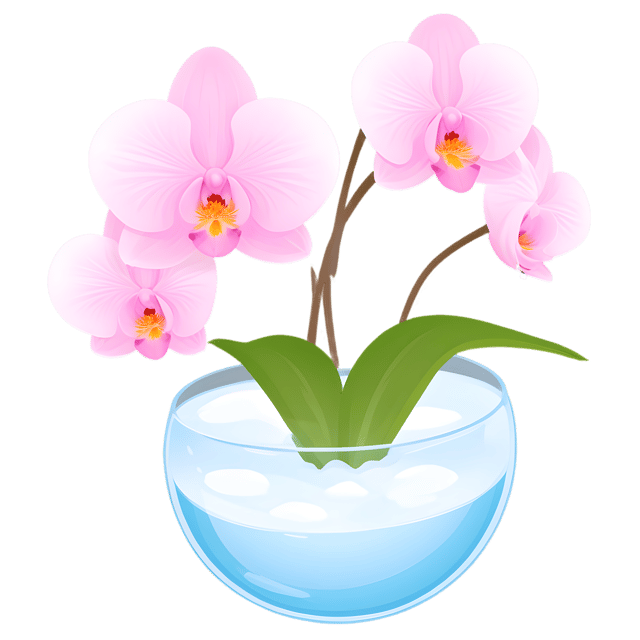 Free transparent PNG: Pink Orchids in Crystal Container PNG with Transparent Background