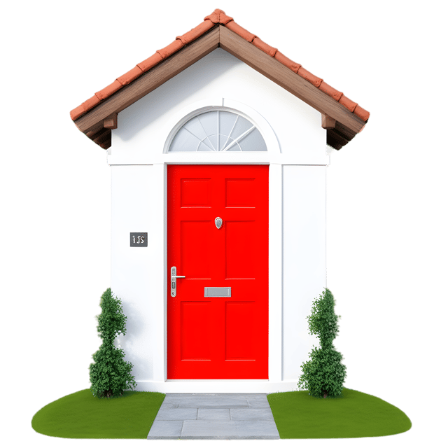 Free transparent PNG: Red Door Cottage PNG with Transparent Background for Nursery and Craft Decorations