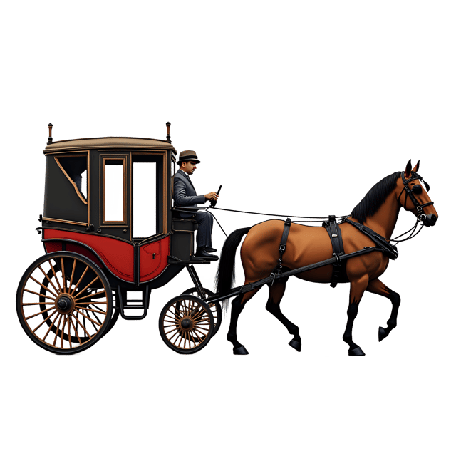 Free transparent PNG: Victorian Horse-Drawn Carriage PNG with Transparent Background for Historical and Decorative Use