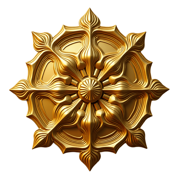Free transparent PNG: Metallic Gold Ornament with Geometric Patterns and Polished Finish on Transparent Background