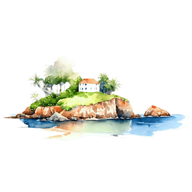 Free transparent PNG: Watercolor Island Landscape Transparent PNG – Gentle Illustration for Designers & Creators