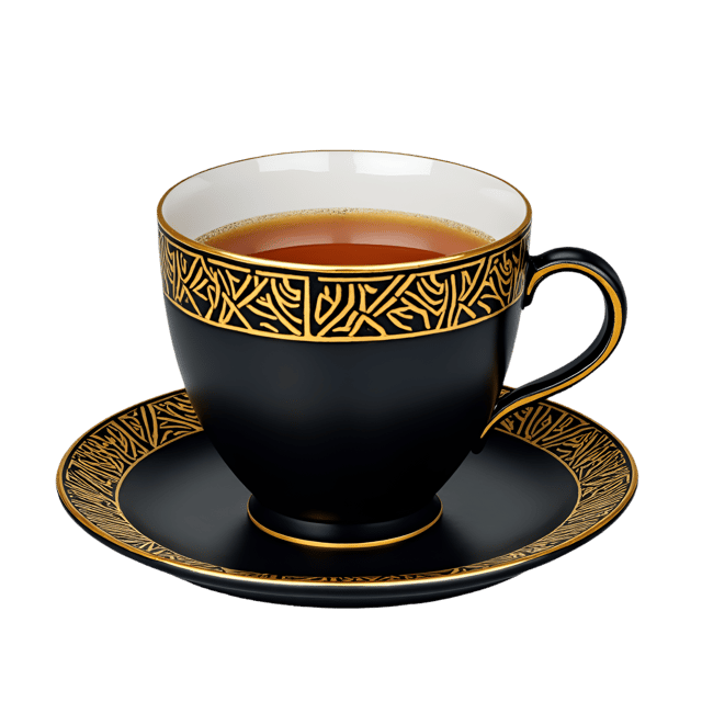 Free transparent PNG: Black and Gold Art Deco Tea Cup  Vintage Clipart, free transparent png download