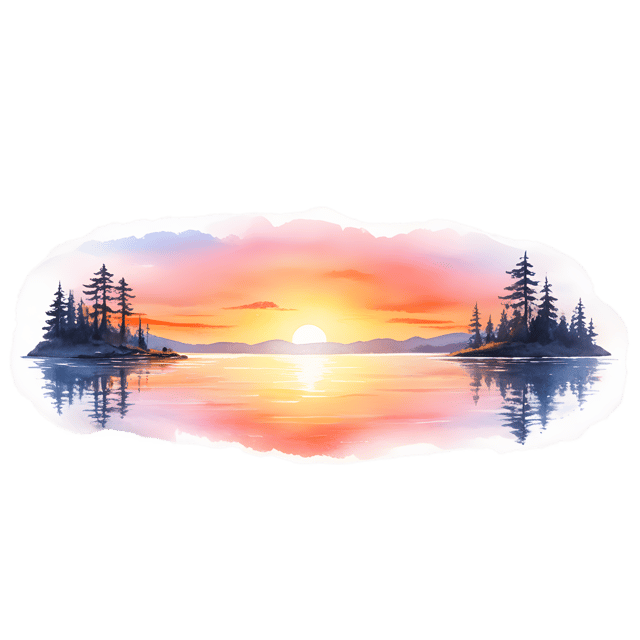 Free transparent PNG: Vivid Sunset Over Serene Lake PNG Background for Nature Imagery
