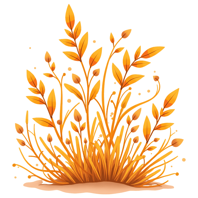 Free transparent PNG: Golden-Brown Leaves with Long Flowing Stems Watercolor Illustration