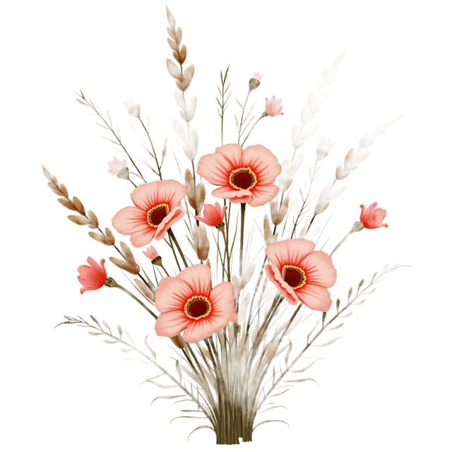 Free transparent PNG: Handheld Boho Flowers with Dried Grass  Free PNG Download