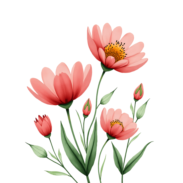 Free transparent PNG: Whimsical Hand-Drawn Flowers PNG with Transparent Background for Creative Projects