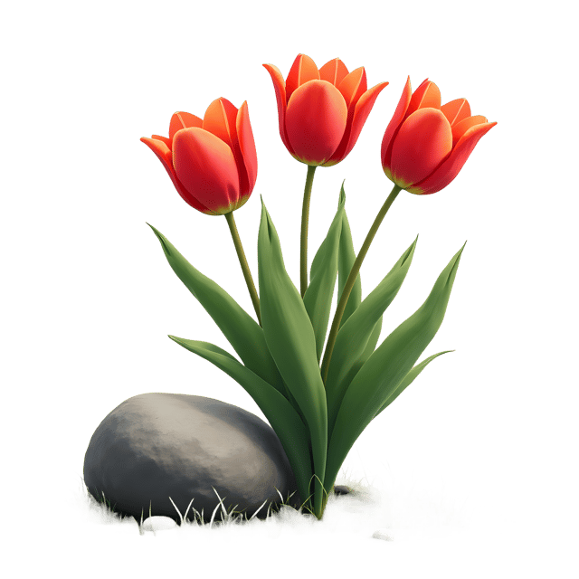 Free transparent PNG: Blooming Tulips Beside Small Rock  Spring Clipart, free transparent png download