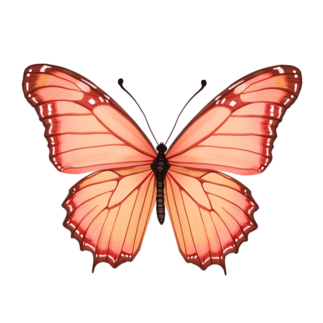 Free transparent PNG: Beautiful Butterfly Illustration with Peach and Coral Wings