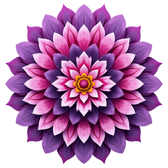 Free transparent PNG: Pink and Purple Mandala with Mirrored Petals Sacred Design PNG