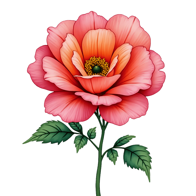 Free transparent PNG: Boldly Illustrated Rose with Unexpected Colors and Exaggerated Features