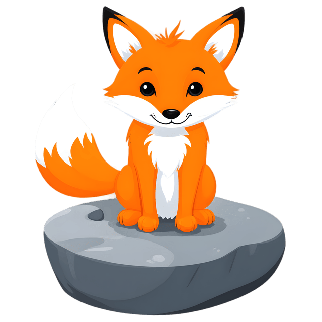 Free transparent PNG: Fox with Bushy Tail Sitting on Rock Transparent PNG
