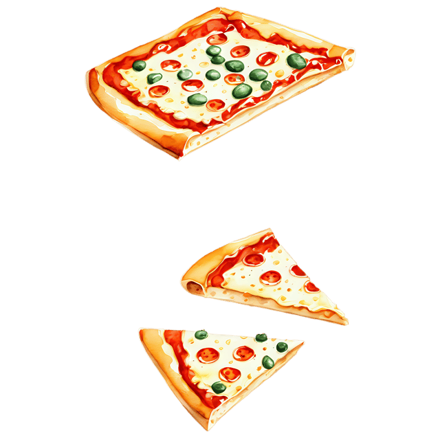 Free transparent PNG: Watercolor Cheese Pizza Transparent PNG – Gentle Style Illustration for Food Artwork