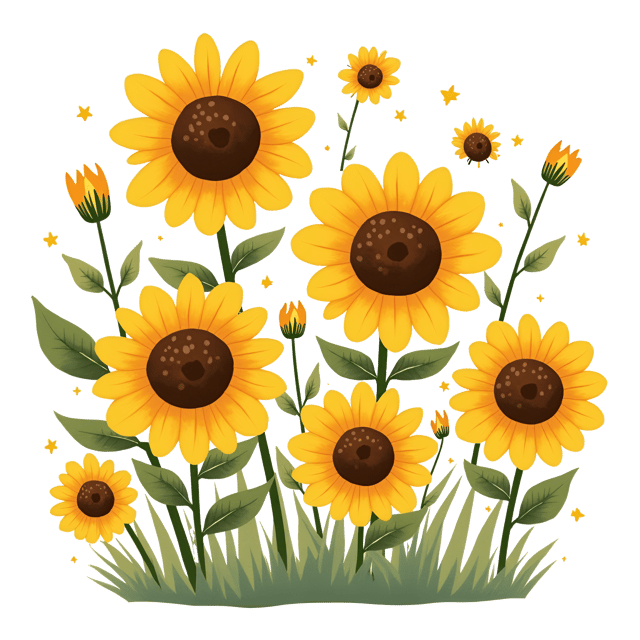 Free transparent PNG: Wild Sunflowers Watercolor Cartoon Illustration with Bright Yellow Petals and Large Brown Centers