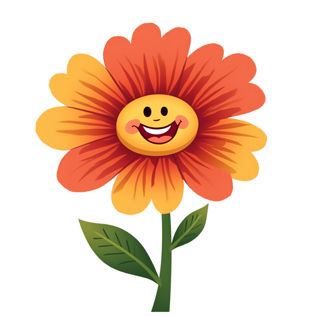 Free transparent PNG: Cartoon Flower Illustration with Red, Orange, and Yellow Hues on Transparent Background