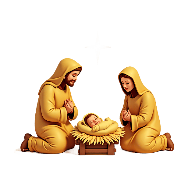 Free transparent PNG: Gold-Colored Nativity Scene PNG with Transparent Background