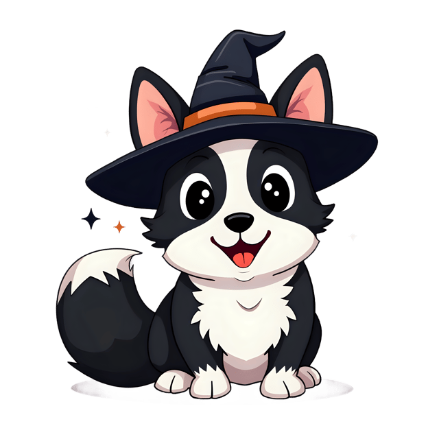 Free transparent PNG: Cheerful Black and White Corgi PNG with Fluffy Tail