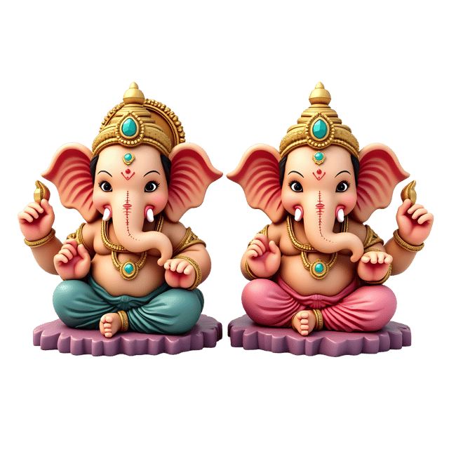 Free transparent PNG: Jeweled Elephant Statues PNG with Transparent Background for Prosperity and Good Fortune