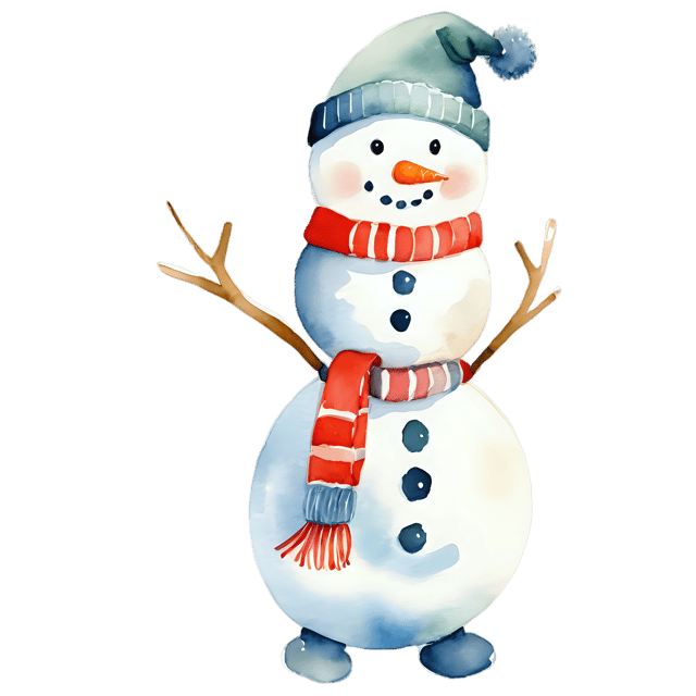 Free transparent PNG: Watercolor Snowman with Hat PNG – Transparent Background Winter Clipart