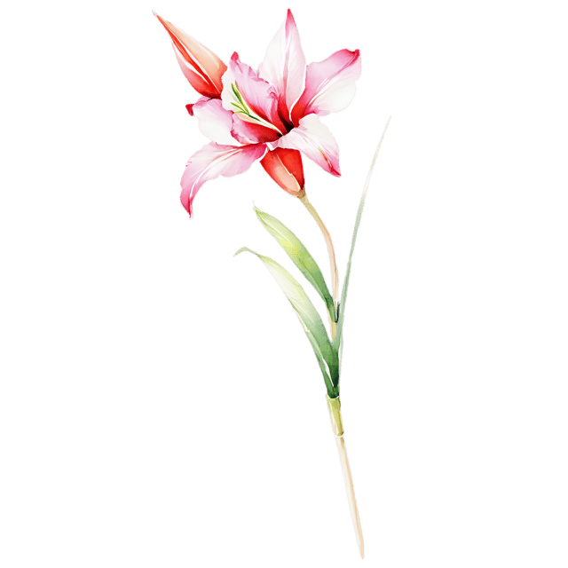 Free transparent PNG: Watercolor Gladiolus Flower Transparent PNG – Gentle Illustration for Designers & Creators