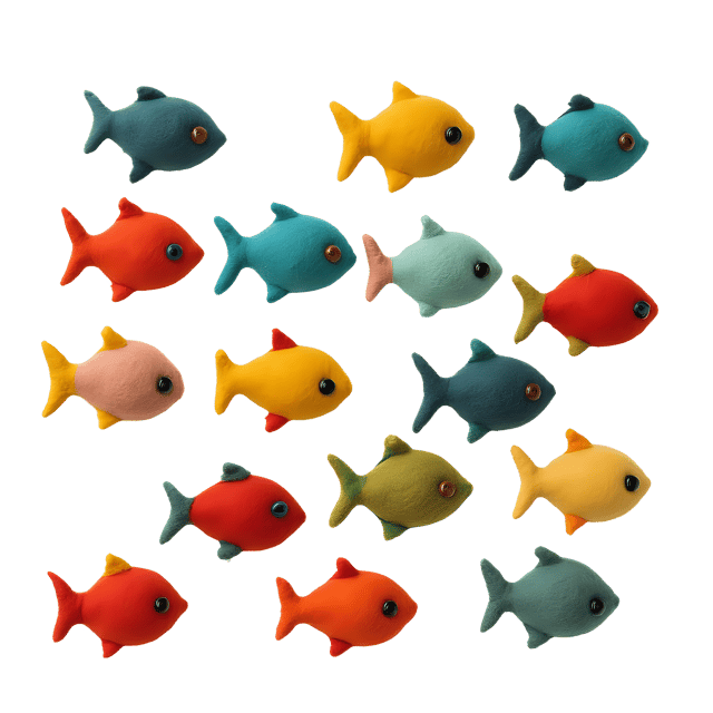 Free transparent PNG: Colorful Felted Fish PNG Illustration for Ocean-themed Decor and Crafts