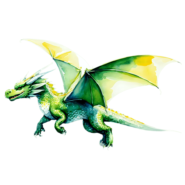 Free transparent PNG: Flying Dragon Watercolor Style Transparent PNG Illustration